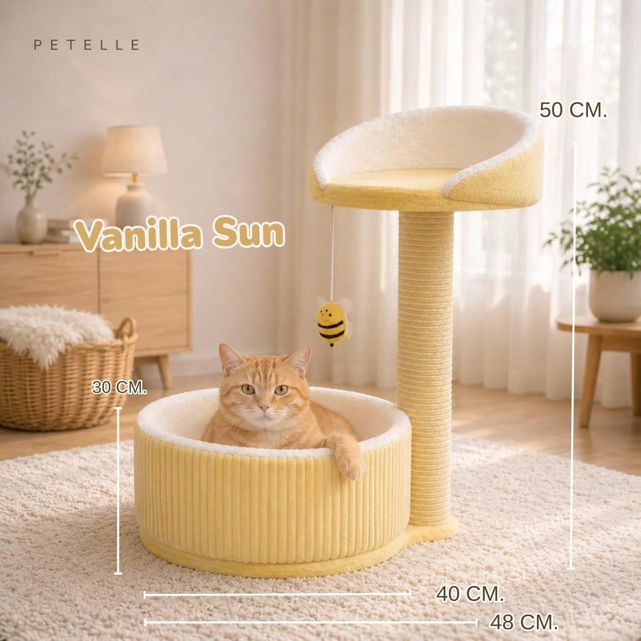 คอนโดแมวพร้อมเสาลับเล็บ PETELLE รุ่น COZY CUP SERIES สีส้มแอปริคอต_4